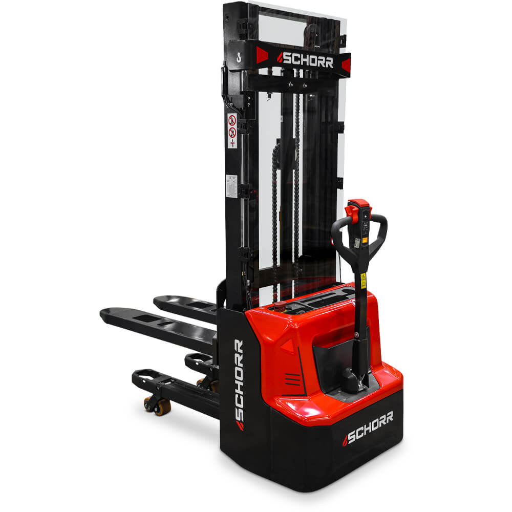 SCHORR Elektro Hochhubwagen PRO+ mit Initialhub & Freihub 1300KG (2,9m - 4,2m Hubhöhe)