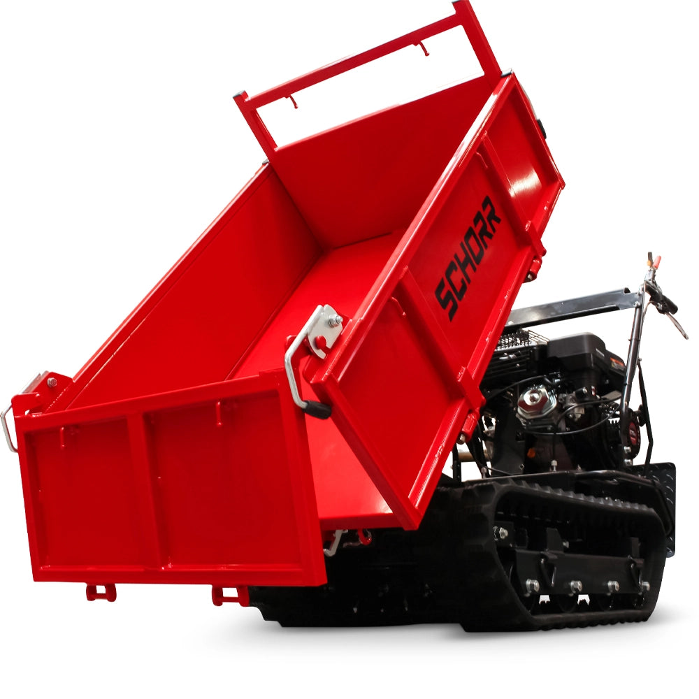 SCHORR Minidumper RR500DHKB2 PRO 500kg Kiste mit Kipphydraulik und Mitfahrplattform 9,2 PS Motor Raupendumper