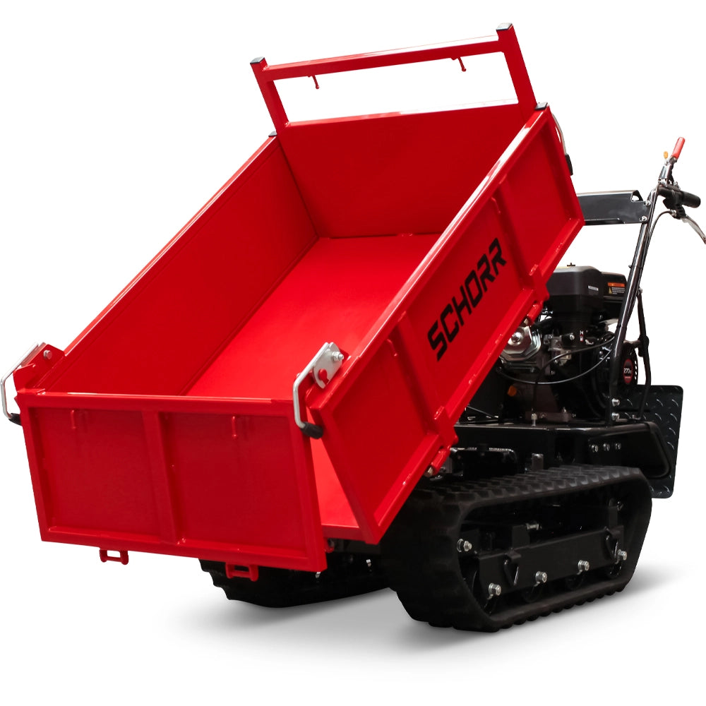 SCHORR Minidumper RR500DHKB2 PRO 500kg Kiste mit Kipphydraulik und Mitfahrplattform 9,2 PS Motor Raupendumper