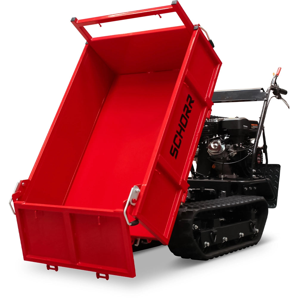 SCHORR Minidumper RR500DHKB2 PRO 500kg Kiste mit Kipphydraulik und Mitfahrplattform 9,2 PS Motor Raupendumper