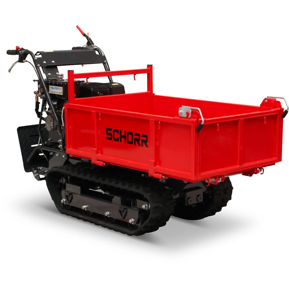 SCHORR Minidumper RR500DHKB2 PRO 500kg Kiste mit Kipphydraulik und Mitfahrplattform 9,2 PS Motor Raupendumper