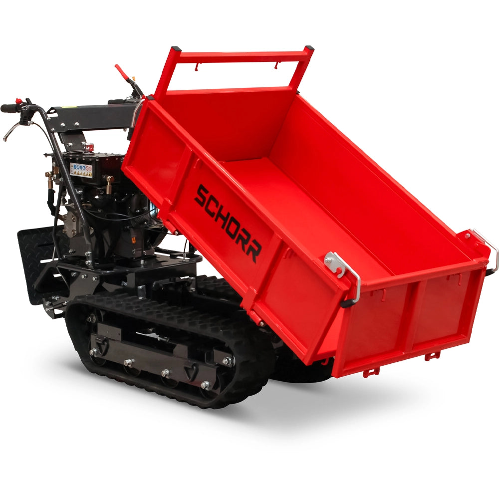 SCHORR Minidumper RR500DHKB2 PRO 500kg Kiste mit Kipphydraulik und Mitfahrplattform 9,2 PS Motor Raupendumper