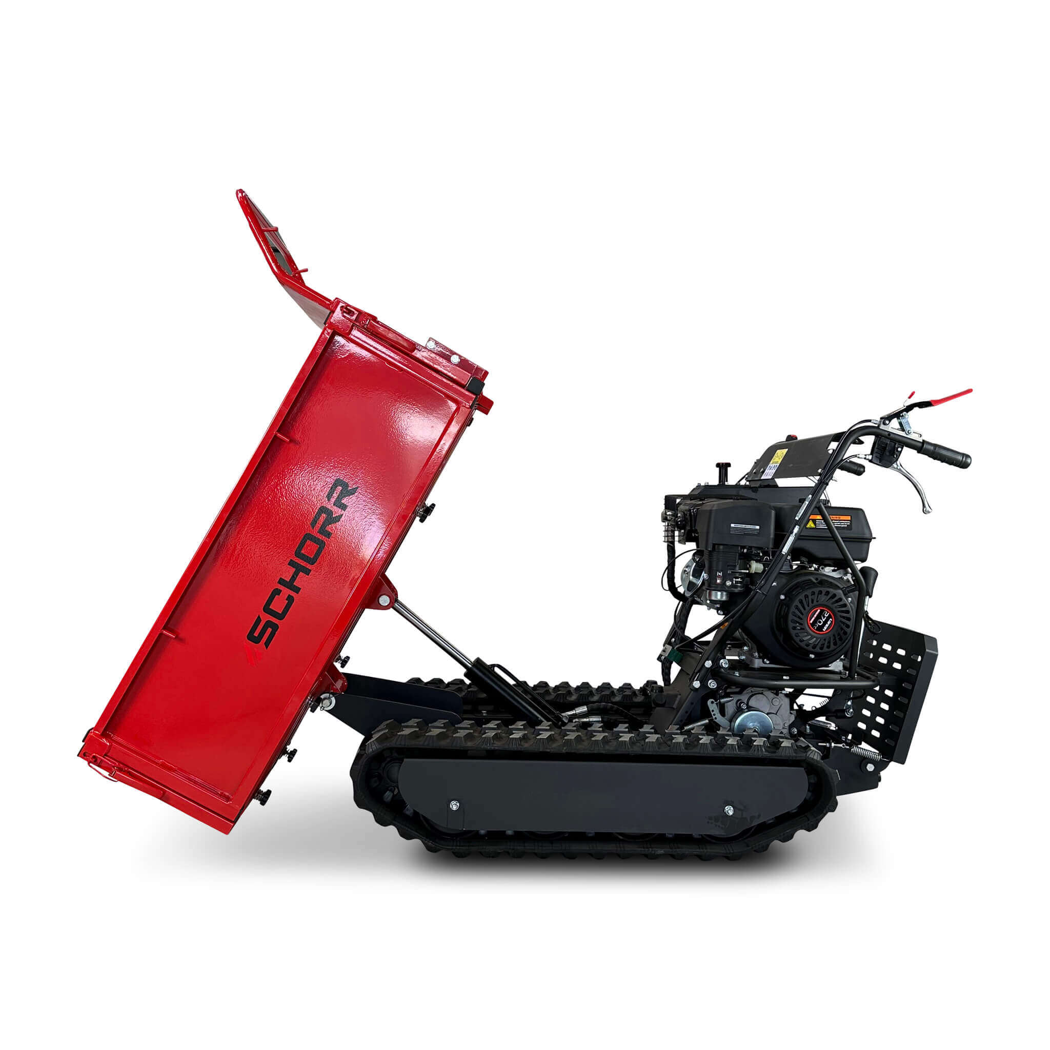 SCHORR Minidumper RR500DHKB 500kg mit Kiste, Kipphydraulik und Mitfahrplattform 9,2 PS Motor Raupendumper