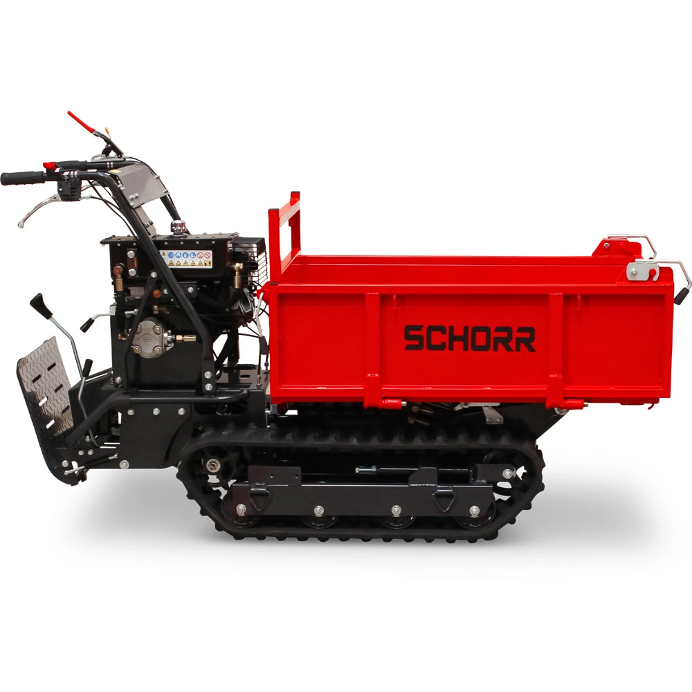 SCHORR Minidumper RR500DHKB2 PRO 500kg Kiste mit Kipphydraulik und Mitfahrplattform 9,2 PS Motor Raupendumper