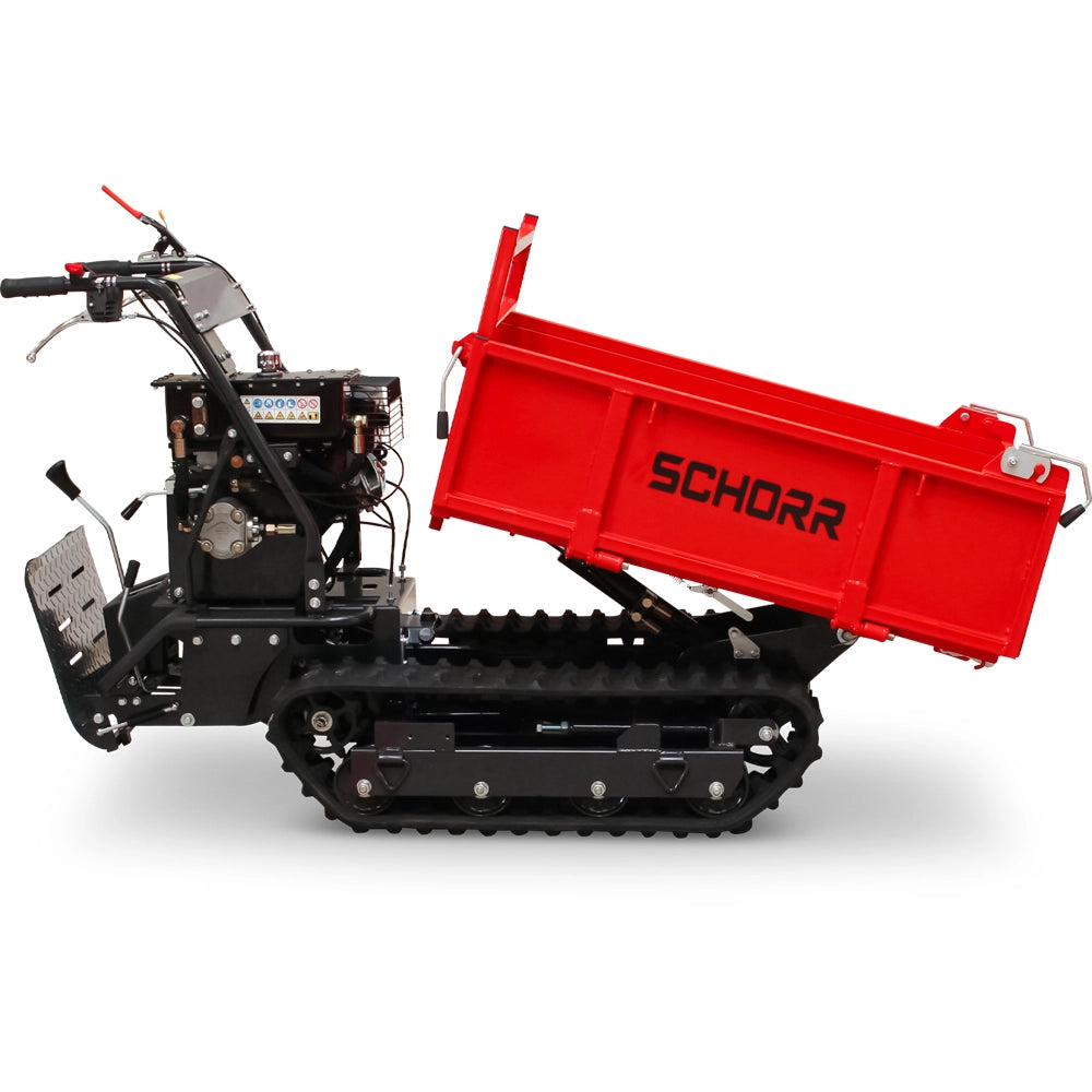 SCHORR Minidumper RR500DHKB2 PRO 500kg Kiste mit Kipphydraulik und Mitfahrplattform 9,2 PS Motor Raupendumper