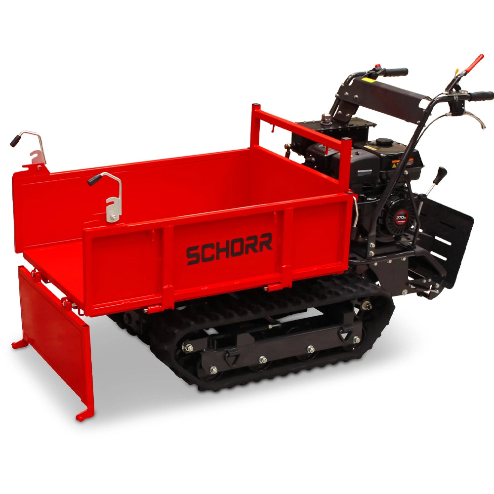 SCHORR Minidumper RR500DHKB2 PRO 500kg Kiste mit Kipphydraulik und Mitfahrplattform 9,2 PS Motor Raupendumper