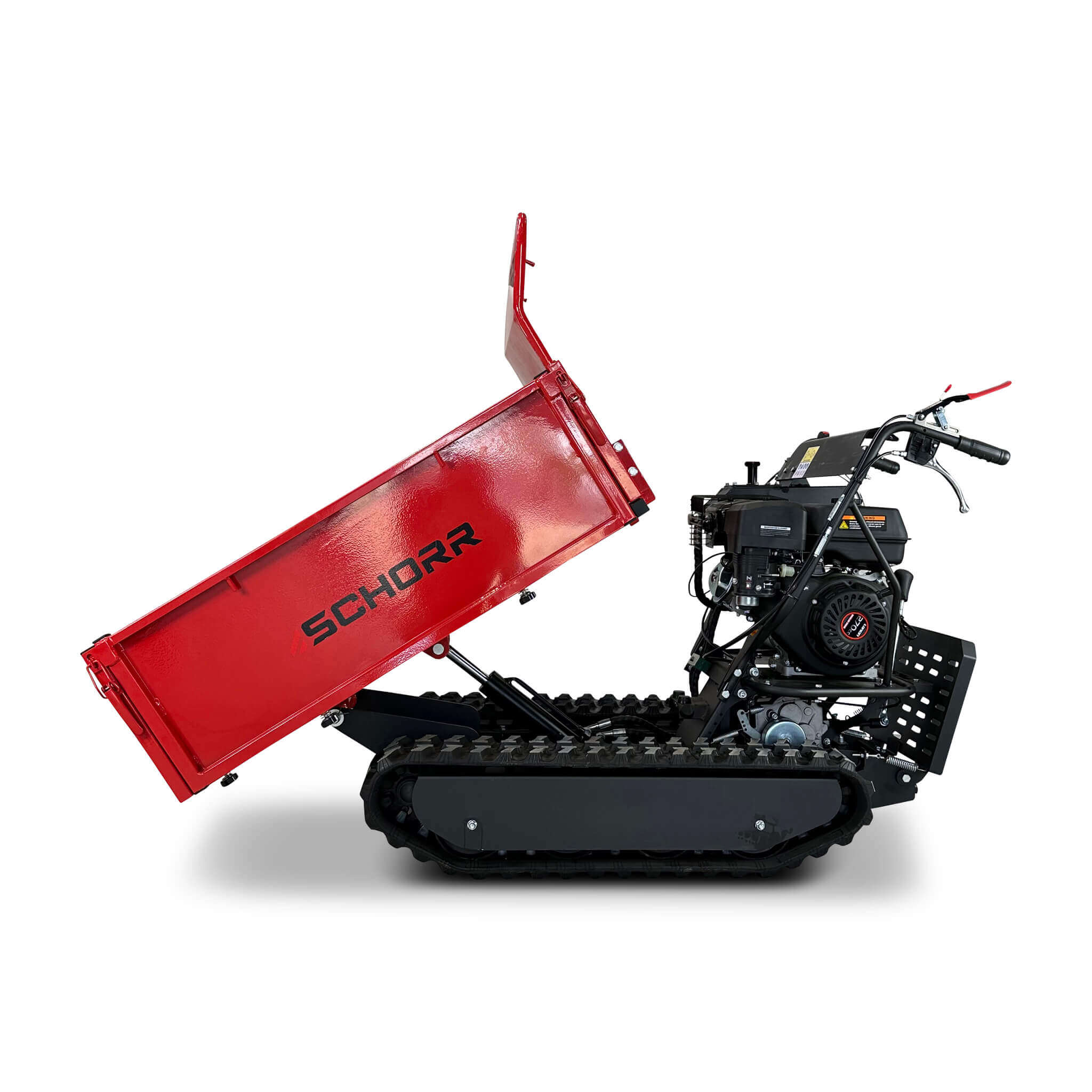 SCHORR Minidumper RR500DHKB 500kg mit Kiste, Kipphydraulik und Mitfahrplattform 9,2 PS Motor Raupendumper