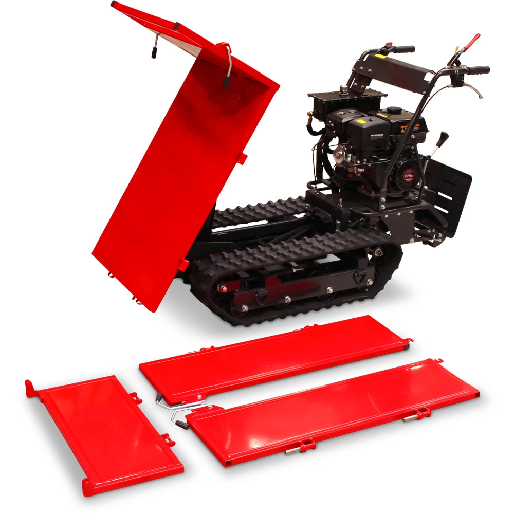 SCHORR Minidumper RR500DHKB2 PRO 500kg Kiste mit Kipphydraulik und Mitfahrplattform 9,2 PS Motor Raupendumper