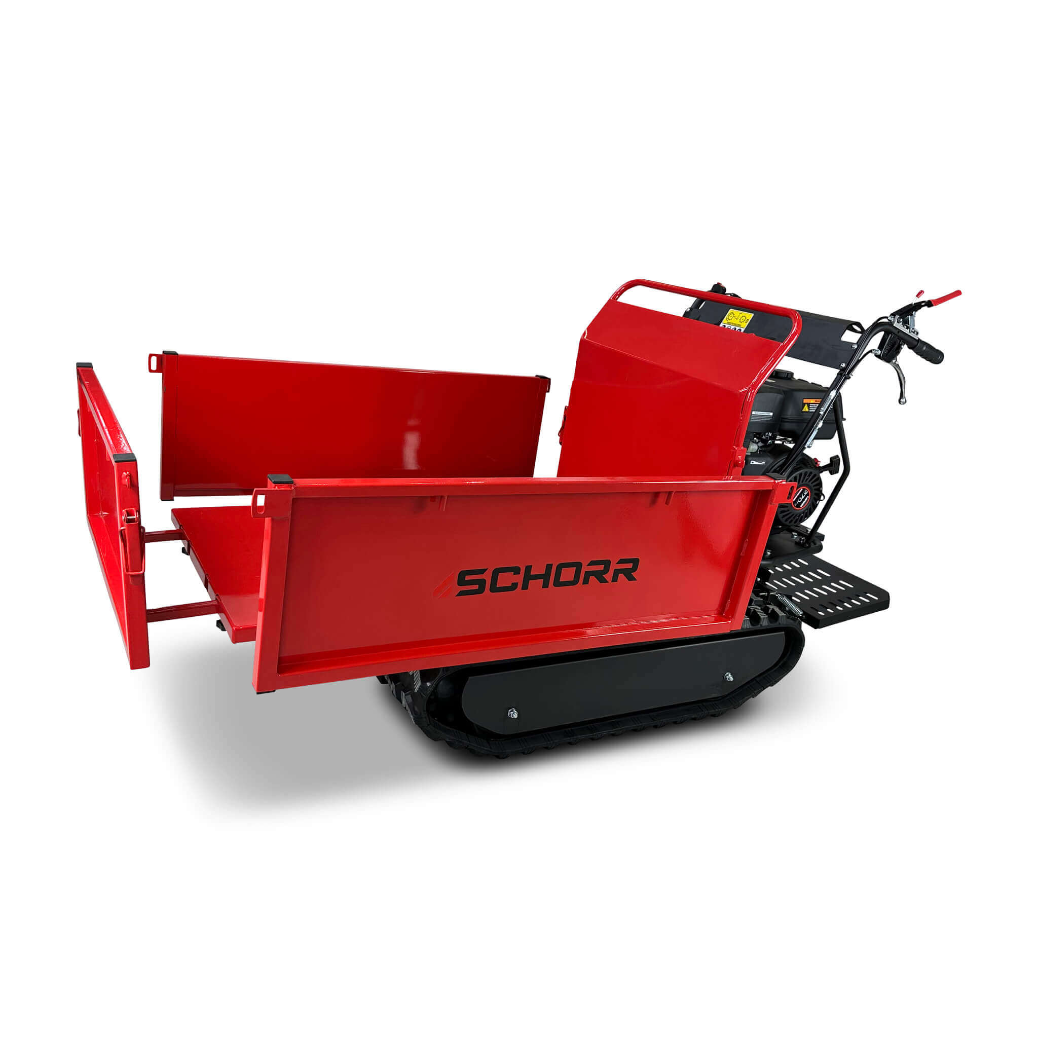 SCHORR Minidumper RR500DHKB 500kg mit Kiste, Kipphydraulik und Mitfahrplattform 9,2 PS Motor Raupendumper
