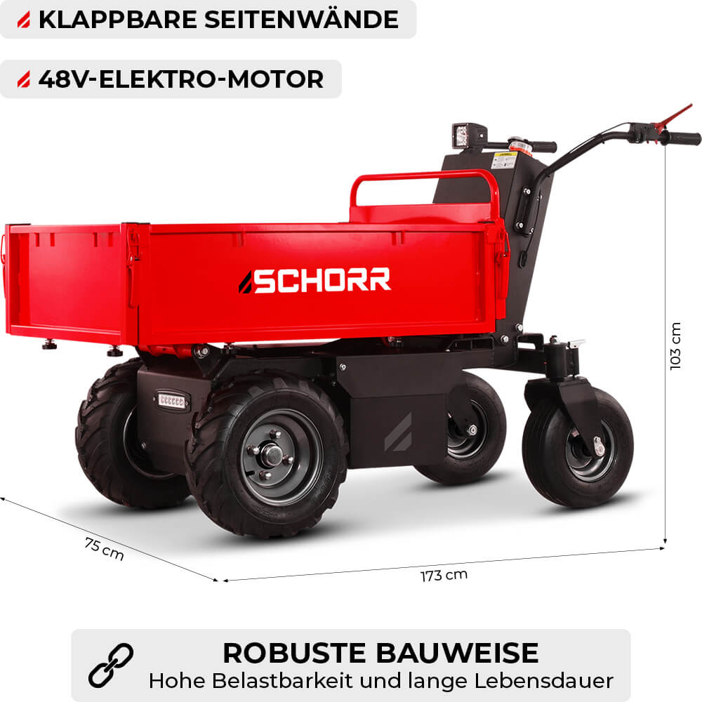 SCHORR Minidumper RR500DEHRB Kistenaufbau 500kg 48V Elektromotor 1000 Watt