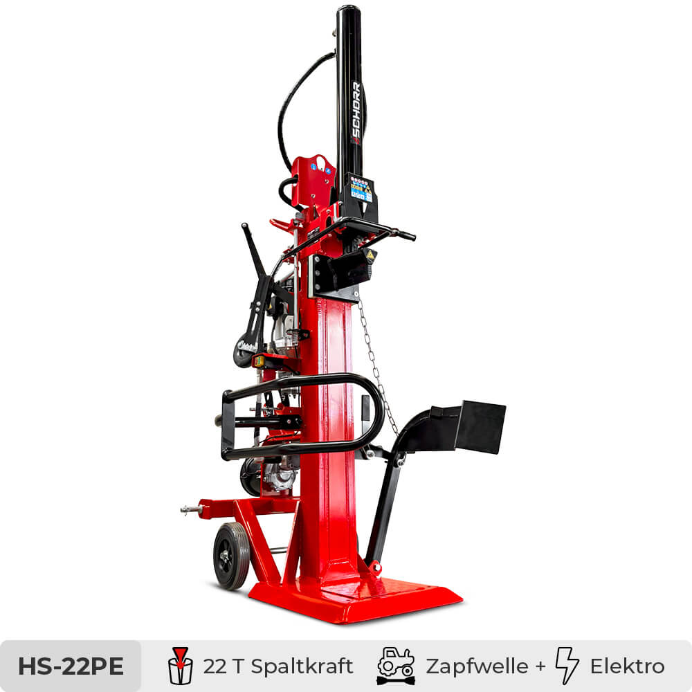 SCHORR Holzspalter 22t HS-22PE PRO Zapfwelle + Elektro 400V Spalter stehend inkl. Stammheber