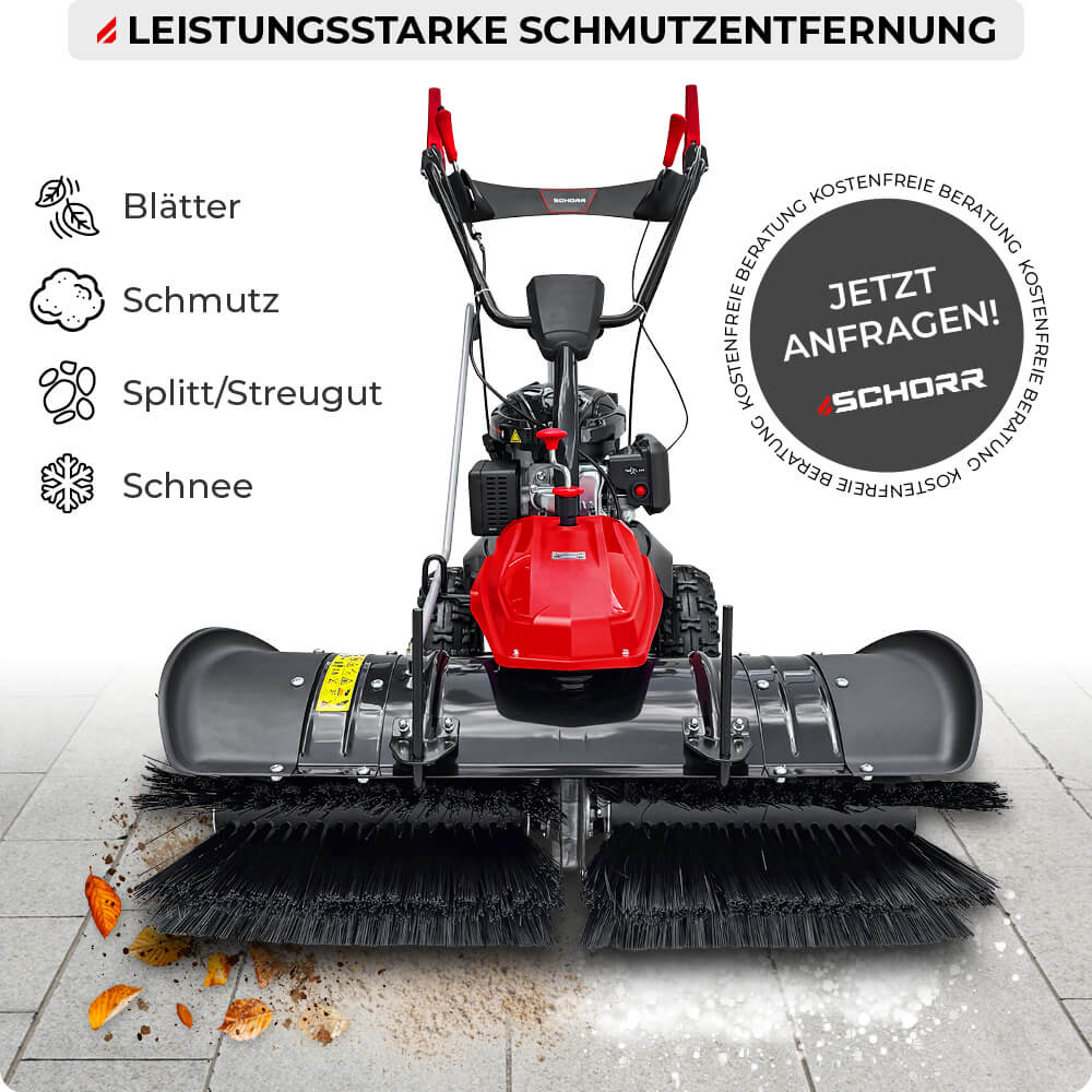 SCHORR RR1000KB Motorbesen inkl. Schneeschild und Auffangbehälter Kehrmaschine Benzin