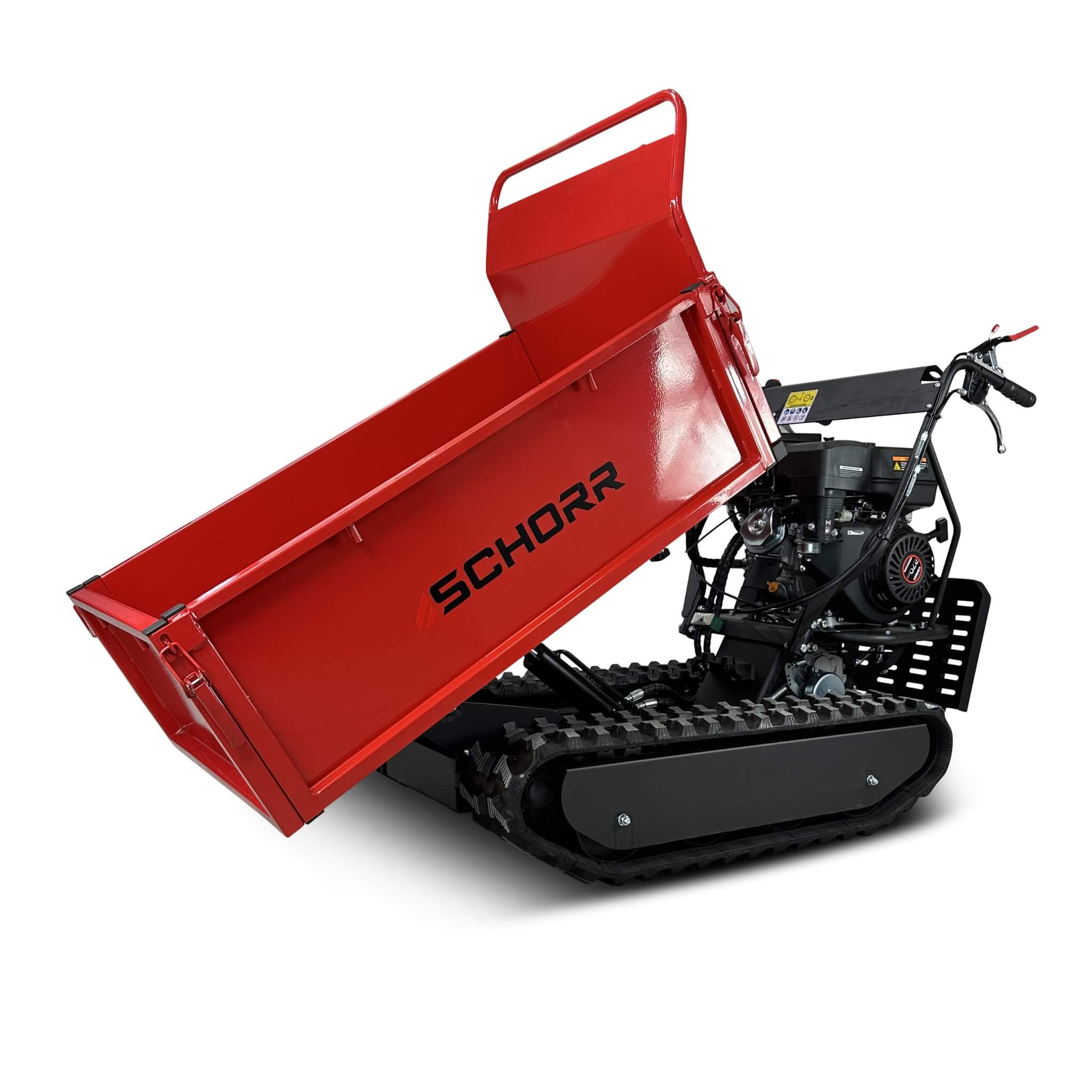 SCHORR Minidumper RR500DHKB 500kg mit Kiste, Kipphydraulik und Mitfahrplattform 9,2 PS Motor Raupendumper