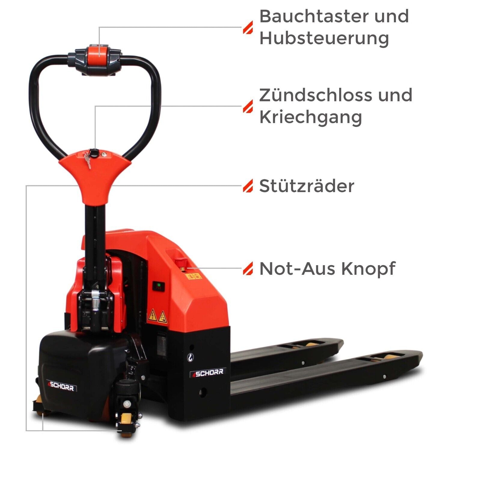 SCHORR Elektro Niederhubwagen RR15NHE3 1500kg mit Stützrädern