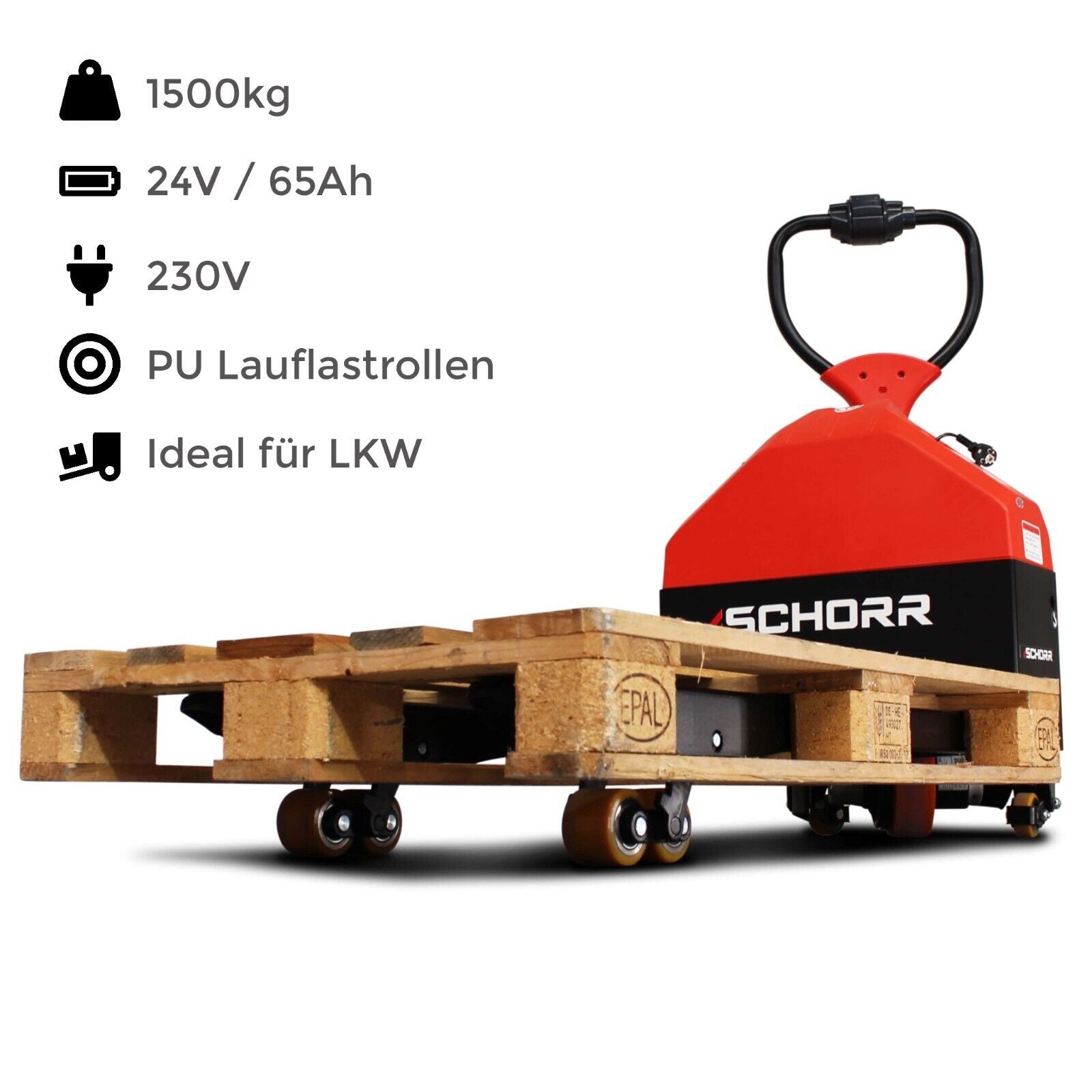 SCHORR Elektro Niederhubwagen RR15NHE3 1500kg mit Stützrädern