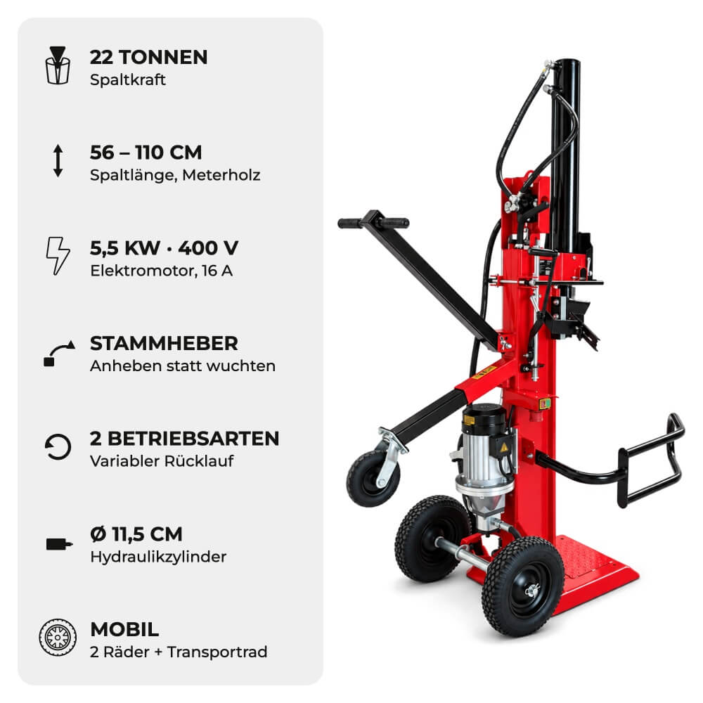 SCHORR Holzspalter 22t HS-22E PRO Elektro 400V Spalter stehend inkl. Stammheber