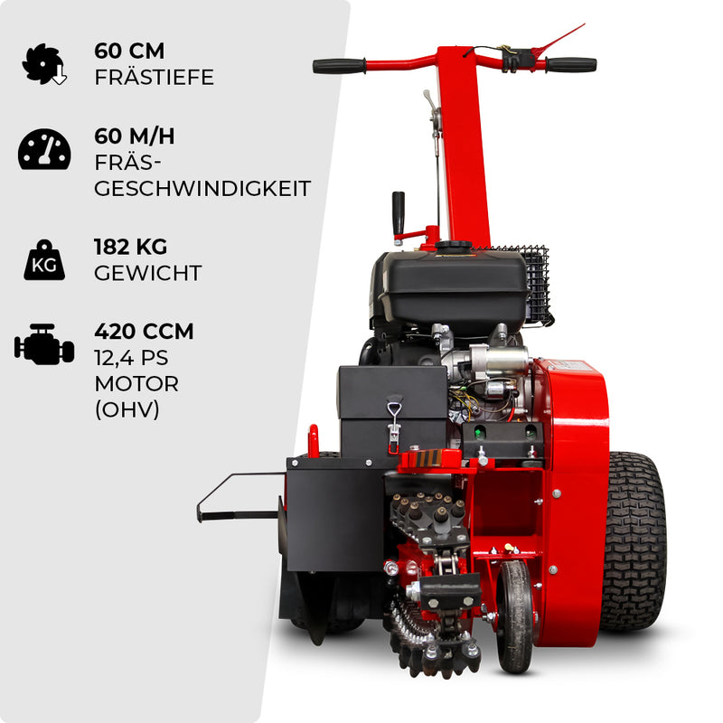 SCHORR Grabenfräse RR600GF Kabelfräse 12,4PS 420ccm E-Start Schachtfräse