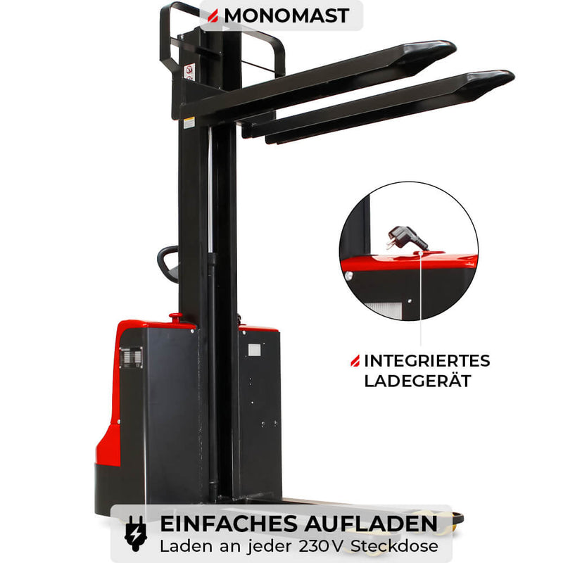 SCHORR Elektro Hochhubwagen 1200KG Monomast Freihub (1,6m Hubhöhe)