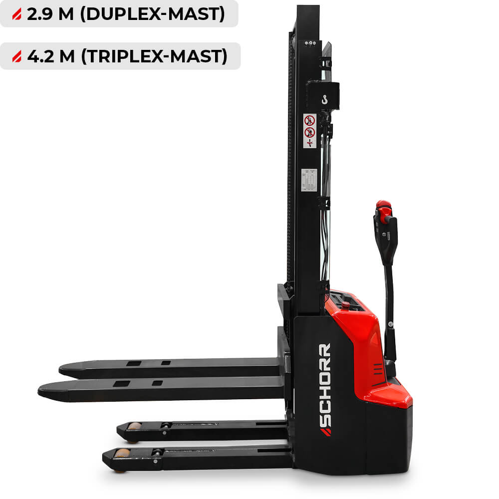 SCHORR Elektro Hochhubwagen PRO+ mit Initialhub 1200KG (2,9m - 4,2m Hubhöhe)