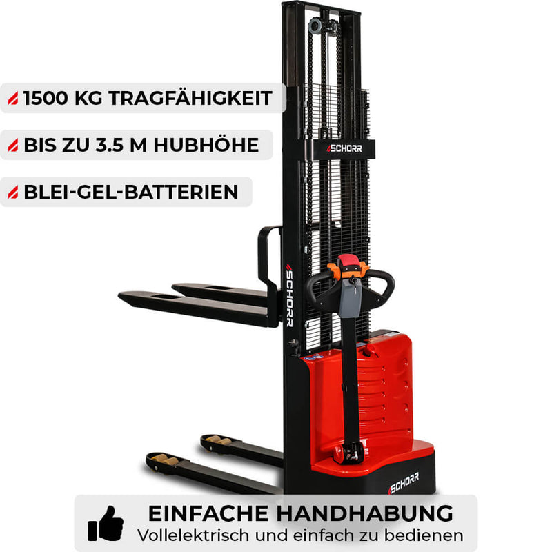 SCHORR Elektro Hochhubwagen 1500KG Hubhöhe (2,5 bis 3,5m Hubhöhe)