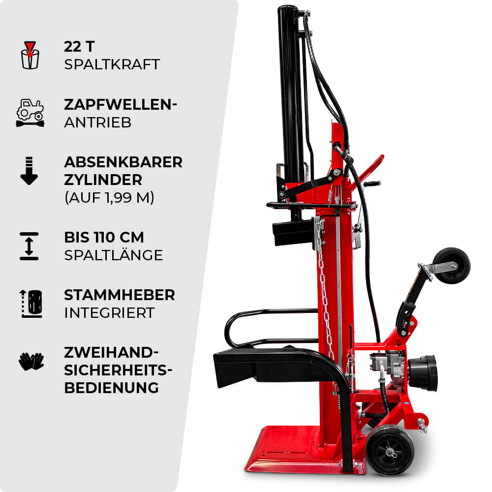 SCHORR Holzspalter 22t HS-22P PRO Zapfwelle Spalter stehend inkl. Stammheber