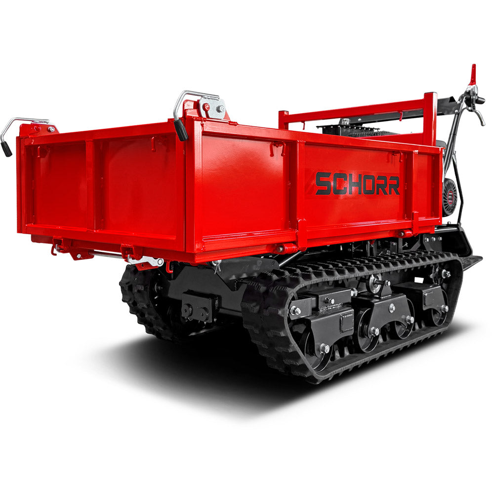 SCHORR Minidumper 1000kg RR1000DHKB PRO Raupendumper Flachmulde Kiste Benzindumper