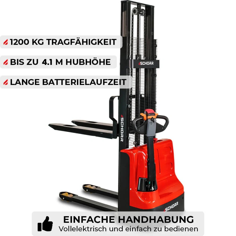 SCHORR Elektro Hochhubwagen 1200KG (2,5m - 4,1m Hubhöhe)