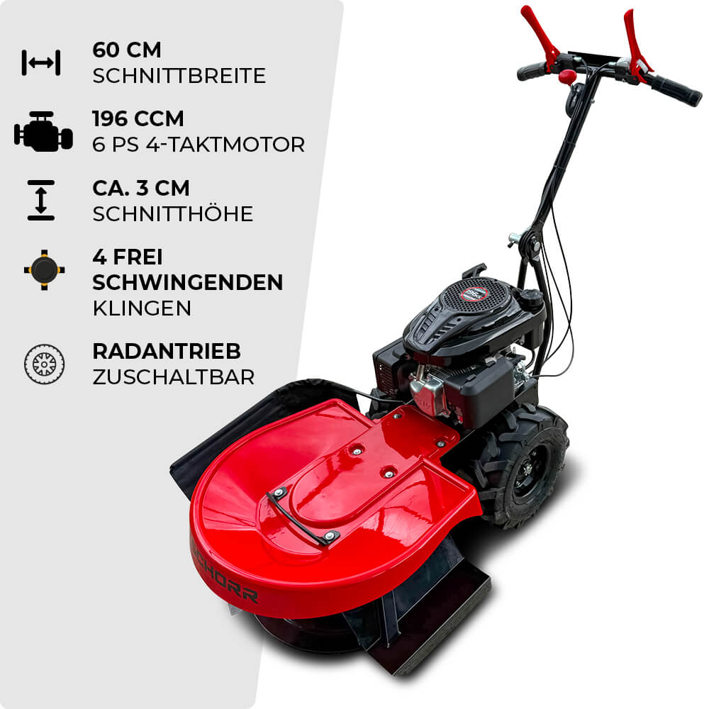 SCHORR Kreiselmäher RR580KRM Hochgrasmäher Sichelmäher 6PS 196ccm