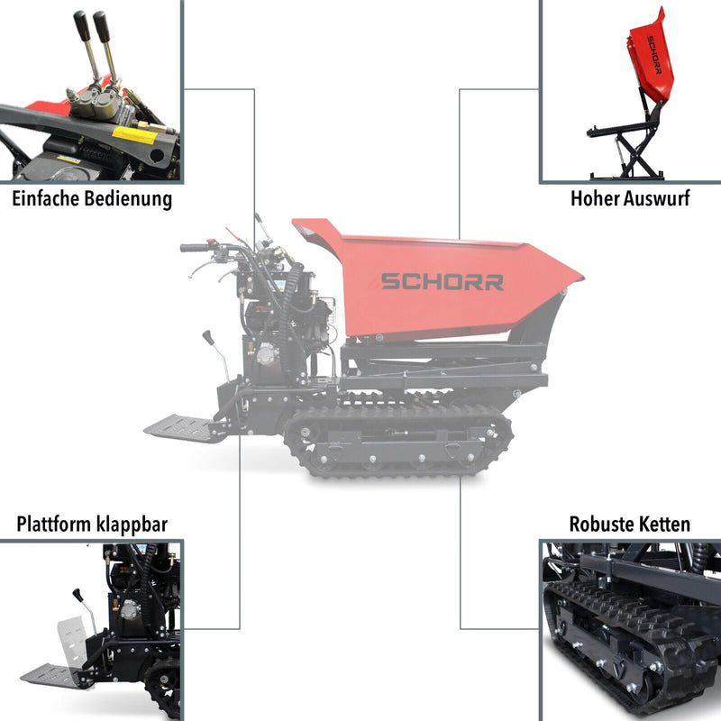 SCHORR Minidumper RR500DHKAH PRO [Hochkipper] 500kg PRO Raupendumper Mulde Benzindumper