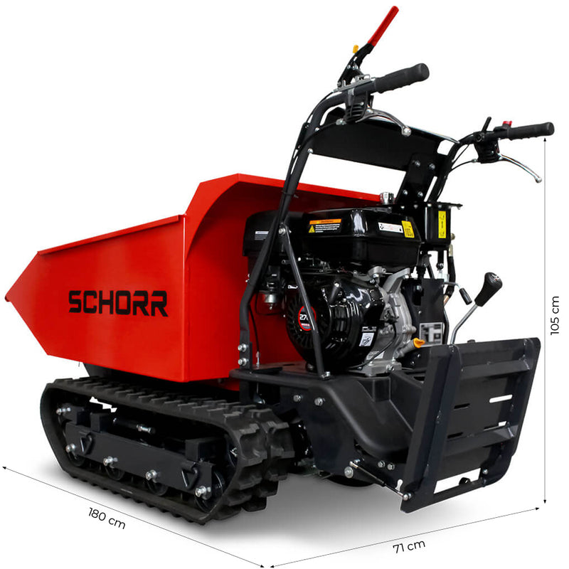 SCHORR Minidumper RR500DHKA2 PRO 500kg Mulde mit Kipphydraulik und Mitfahrplattform 9,2 PS Motor Raupendumper