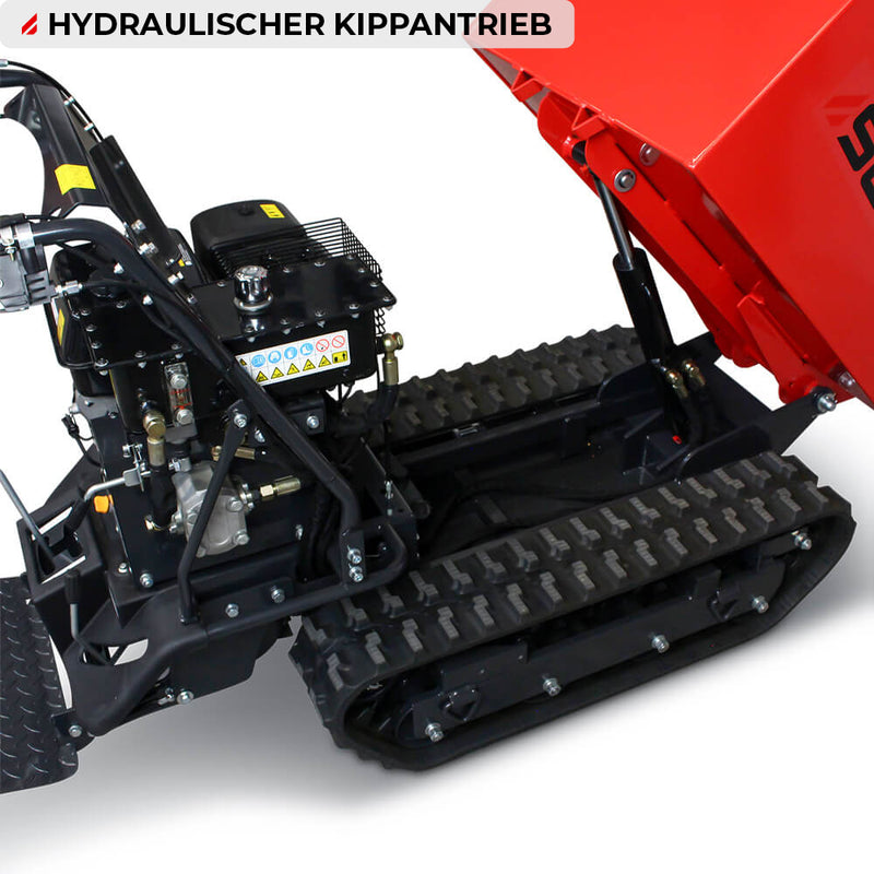 SCHORR Minidumper RR500DHKA2 PRO 500kg Mulde mit Kipphydraulik und Mitfahrplattform 9,2 PS Motor Raupendumper