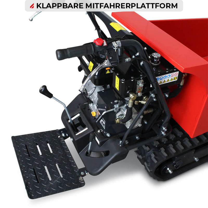 SCHORR Minidumper RR500DHKA2 PRO 500kg Mulde mit Kipphydraulik und Mitfahrplattform 9,2 PS Motor Raupendumper