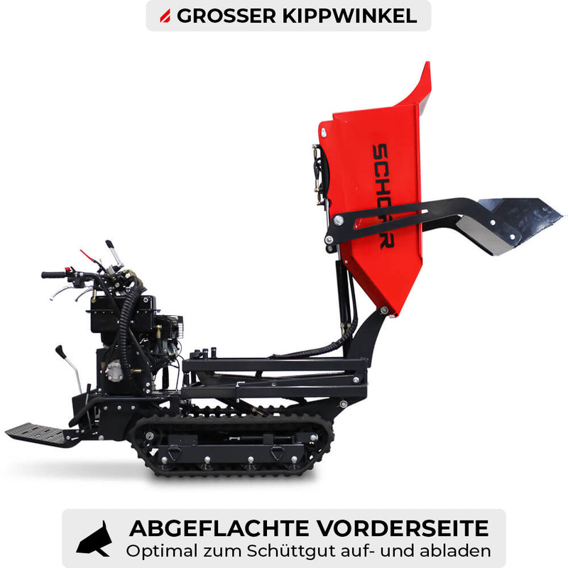 SCHORR Minidumper RR500DHKASH PRO [Selbstlader+Hochkipper] 500kg Raupendumper Mulde Hochkipper Schaufeldumper