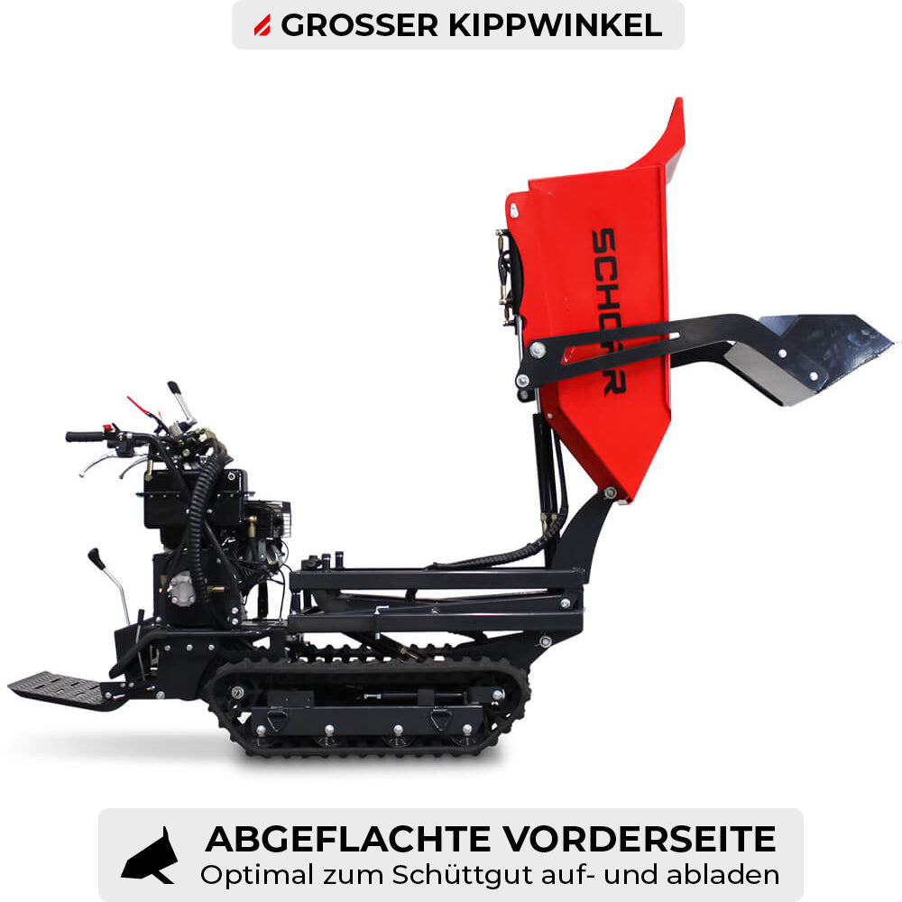 SCHORR Minidumper RR500DHKASH PRO [Selbstlader+Hochkipper] 500kg Raupendumper Mulde Hochkipper Schaufeldumper