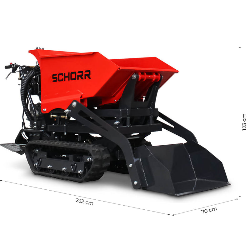 SCHORR Minidumper RR500DHKASH PRO [Selbstlader+Hochkipper] 500kg Raupendumper Mulde Hochkipper Schaufeldumper