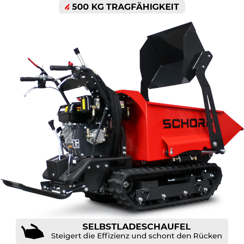 SCHORR Minidumper RR500DHKAS PRO [Selbstlader] 500kg Raupendumper Mulde Schaufeldumper