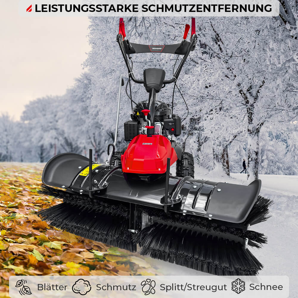 SCHORR RR1000KB Motorbesen inkl. Schneeschild und Auffangbehälter Kehrmaschine Benzin