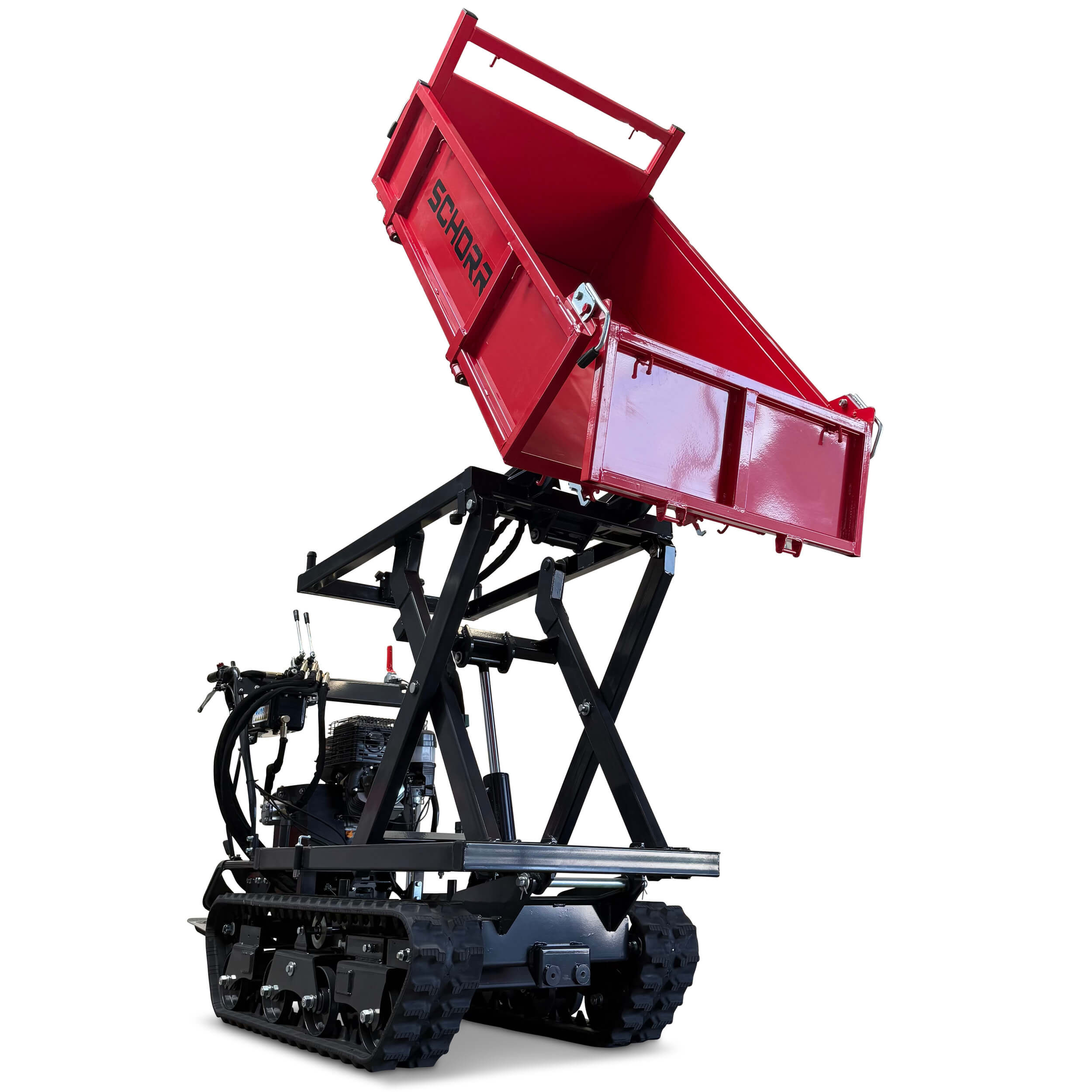 SCHORR Minidumper 1000kg RR1000DHKBH PRO [Hochkipper] PRO Raupendumper Flachmulde Benzindumper