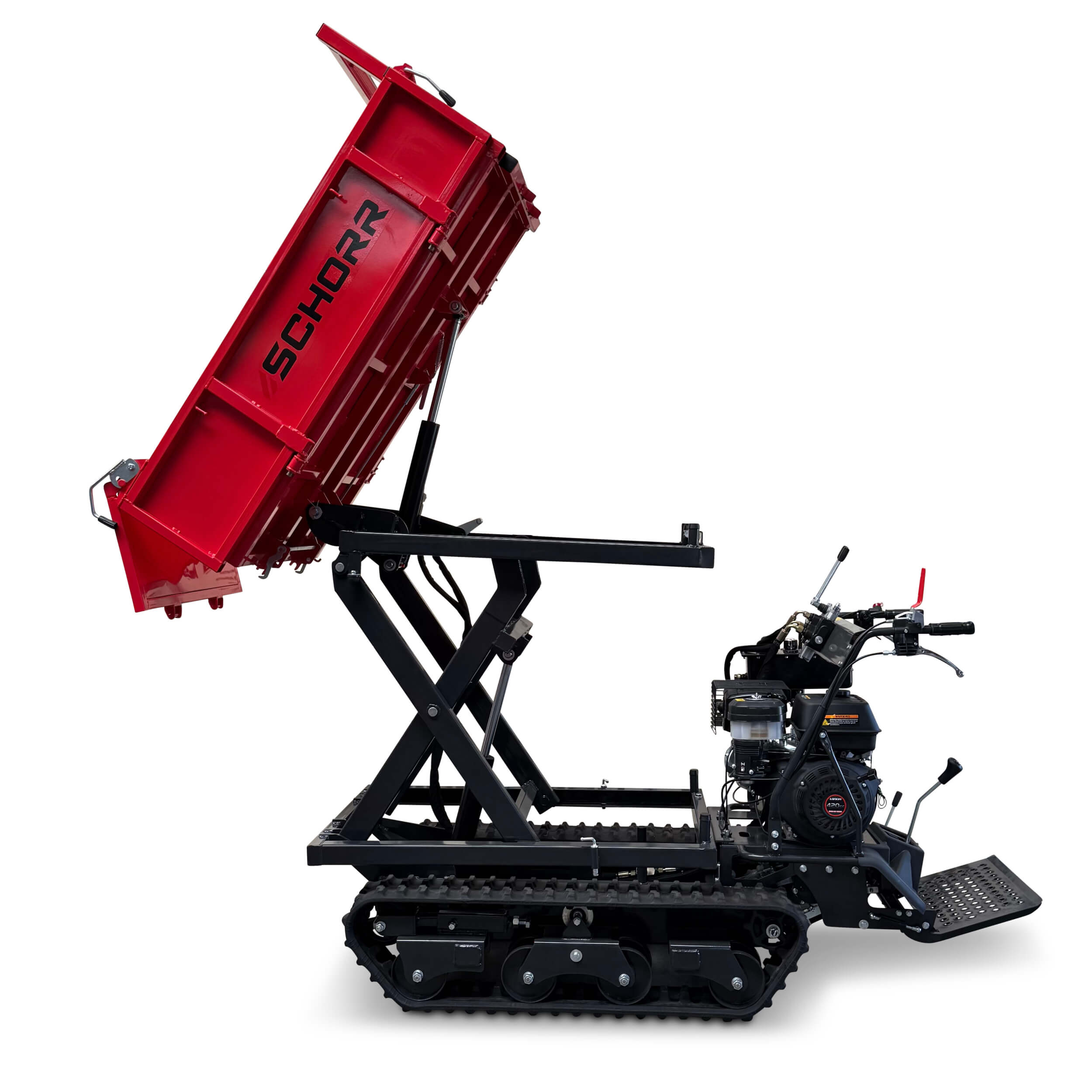 SCHORR Minidumper 1000kg RR1000DHKBH PRO [Hochkipper] PRO Raupendumper Flachmulde Benzindumper