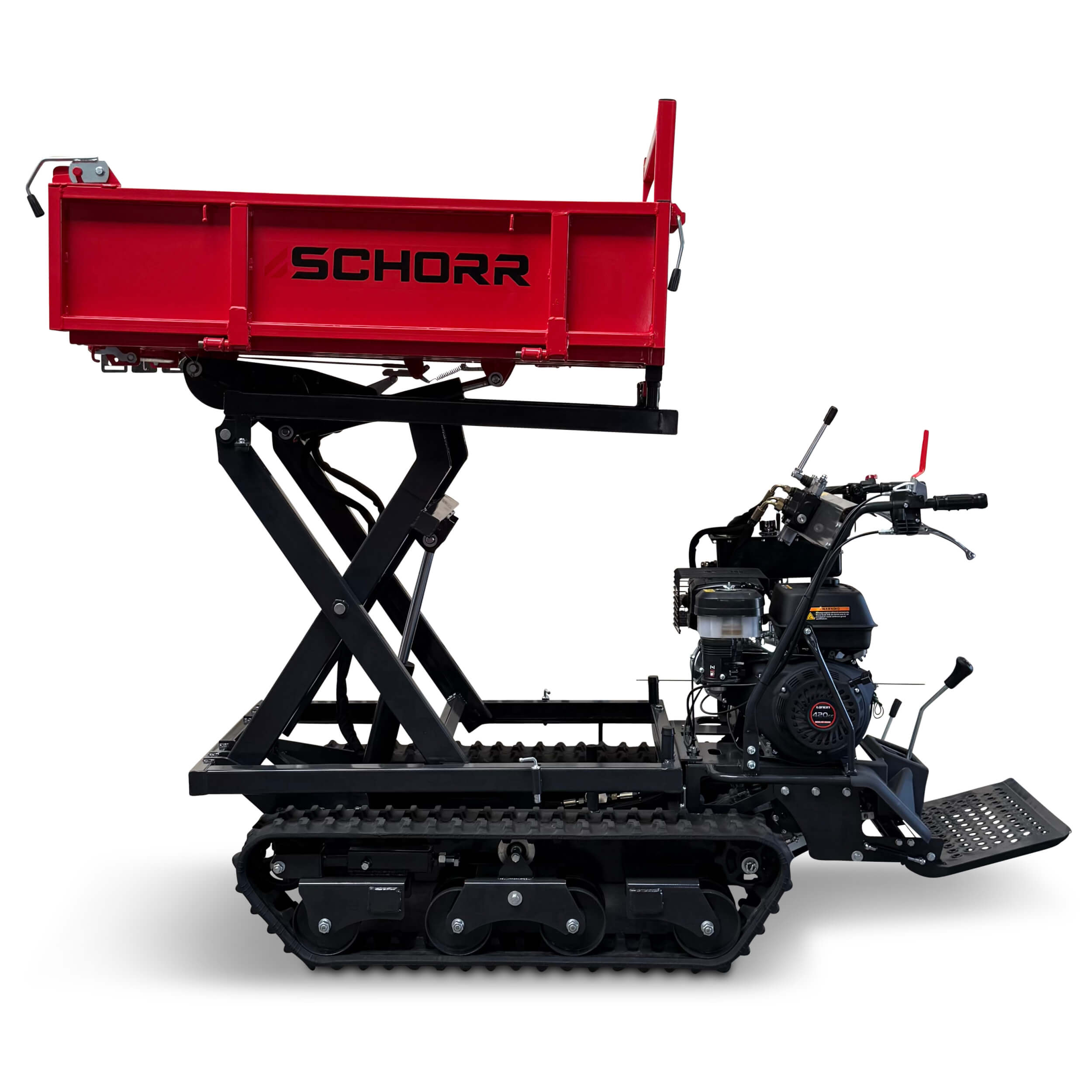 SCHORR Minidumper 1000kg RR1000DHKBH PRO [Hochkipper] PRO Raupendumper Flachmulde Benzindumper