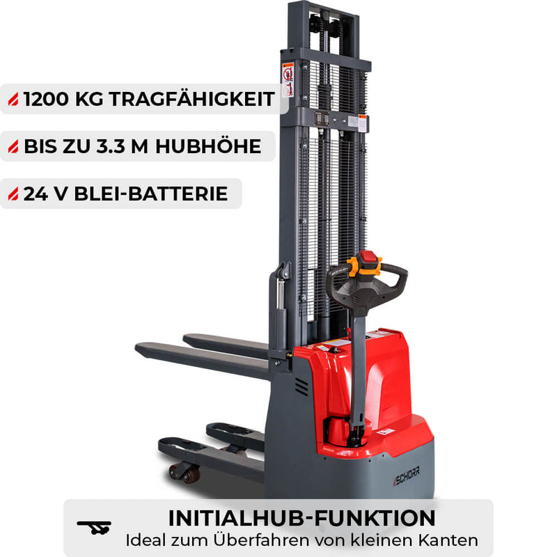 SCHORR Elektro Hochhubwagen DUO 1200KG Initialhub (2,5m bis 3,3m Hubhöhe)